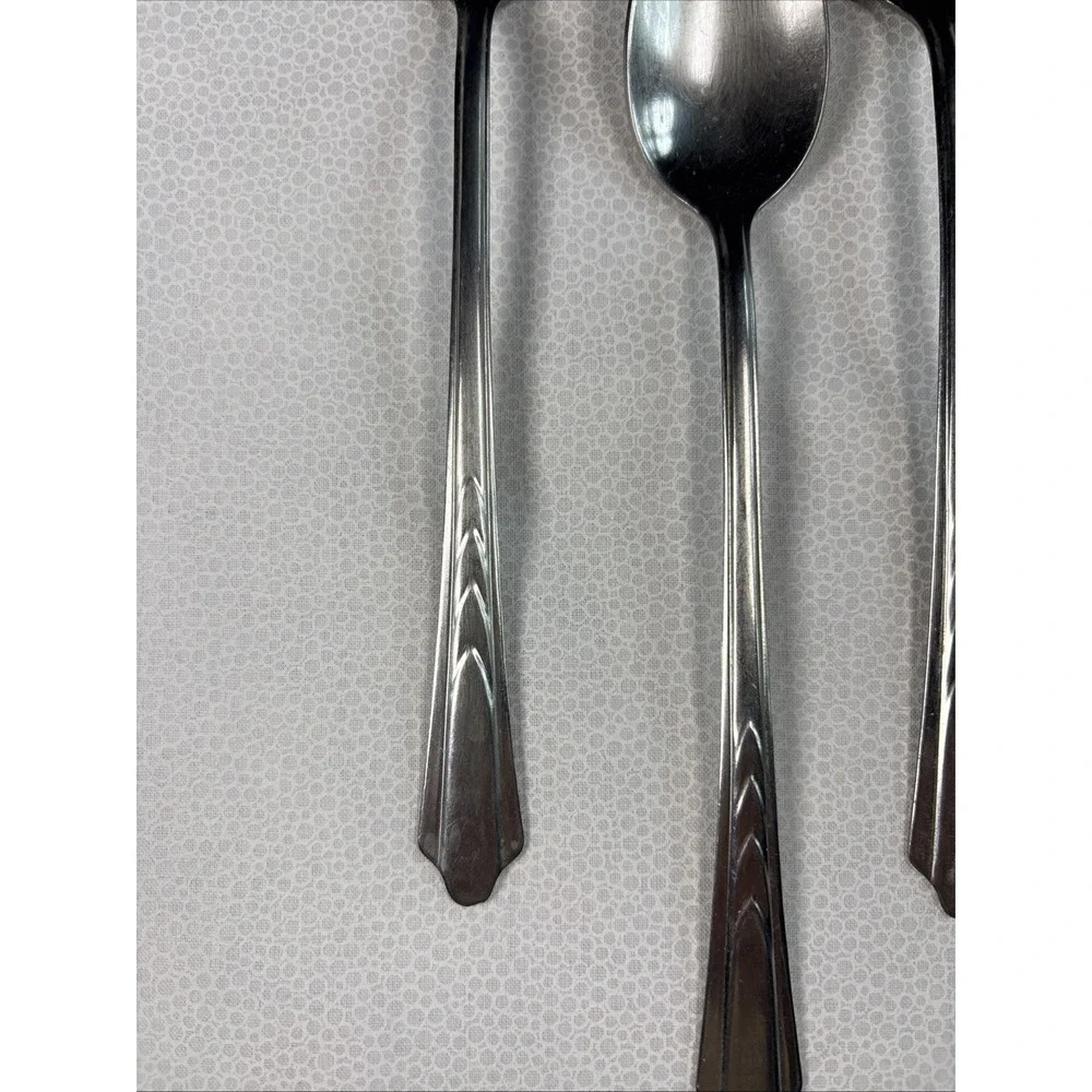 Set Of 5 Ekco EKS7 Stainless Iced Tea Spoons Glossy USA Flatware 7.5